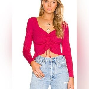 BCBGeneration Pink Ruched Tie Front Blouse